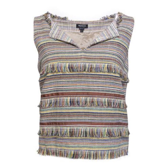 Worth Tops - NWT Worth Fringe Tweed Shell 14